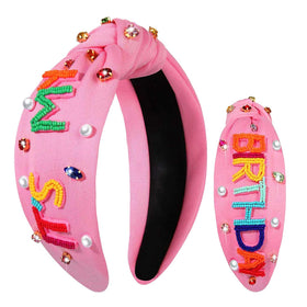 YAHPERN front view headband showing wording and sparkle for party focus