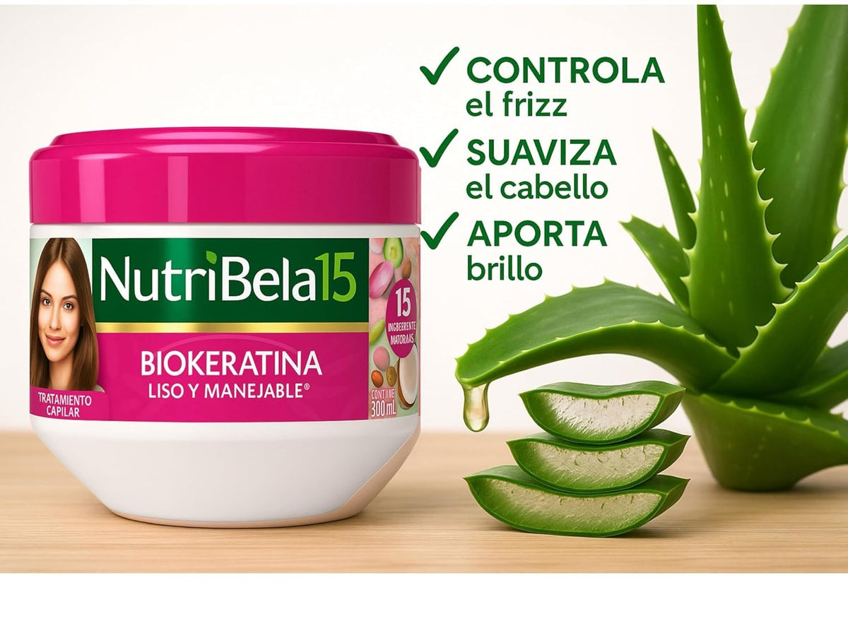Yahve NutriBela bottle label detail highlighting biokeratin blend and ingredient benefits
