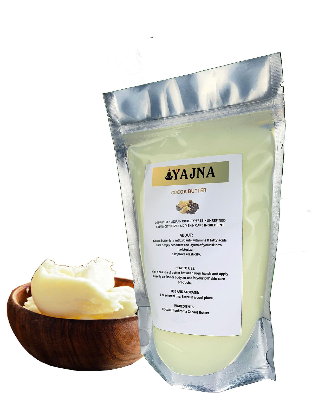 Yajna close-up texture of ivory cocoa butter for smooth application