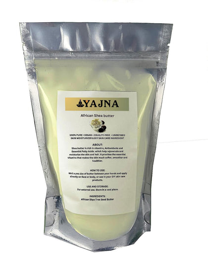 Yajna front jar view showing pure raw shea butter for reliable moisturizing