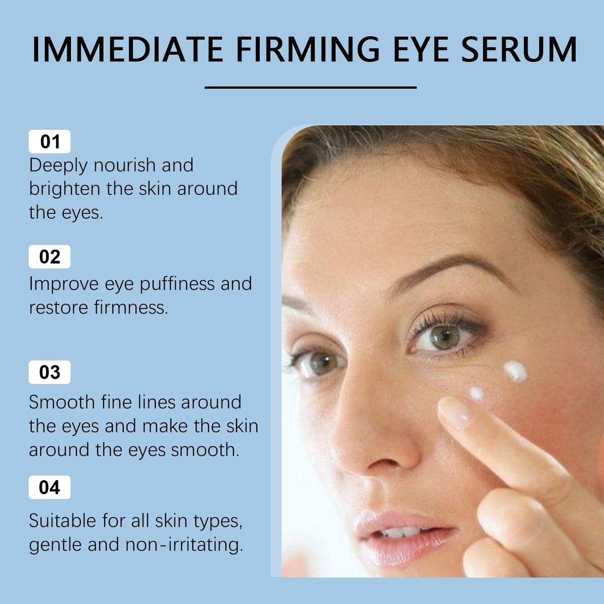 YAKINI before and after under-eye comparison showing reduced puffiness