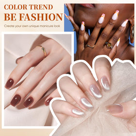 YALSYNY application on natural nails demonstrating smooth coverage and shine