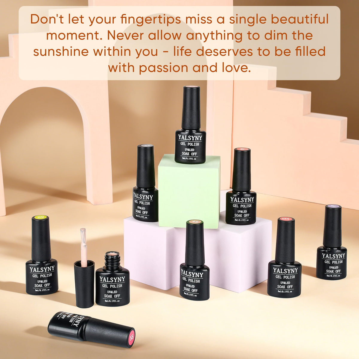 YALSYNY lifestyle manicure scene showing finished nails and gifting appeal