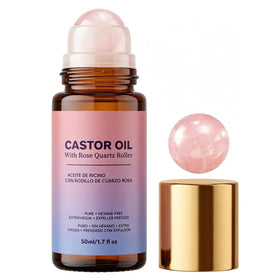 Yamucio front packaging showing compact 1.7 oz bottle and rose quartz roller for portability