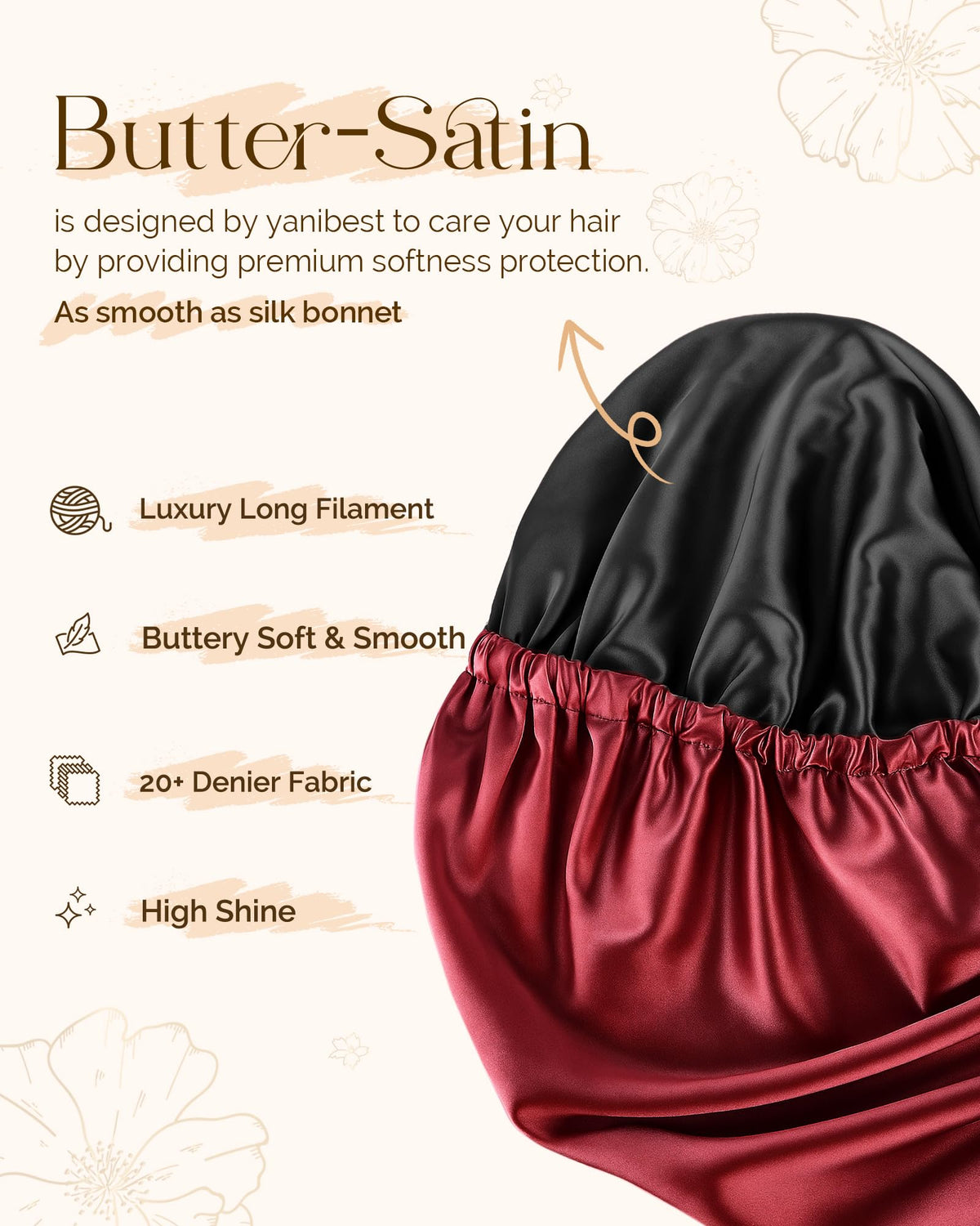 YANIBEST back adjustable drawstring and thin elastic band for secure comfortable fit