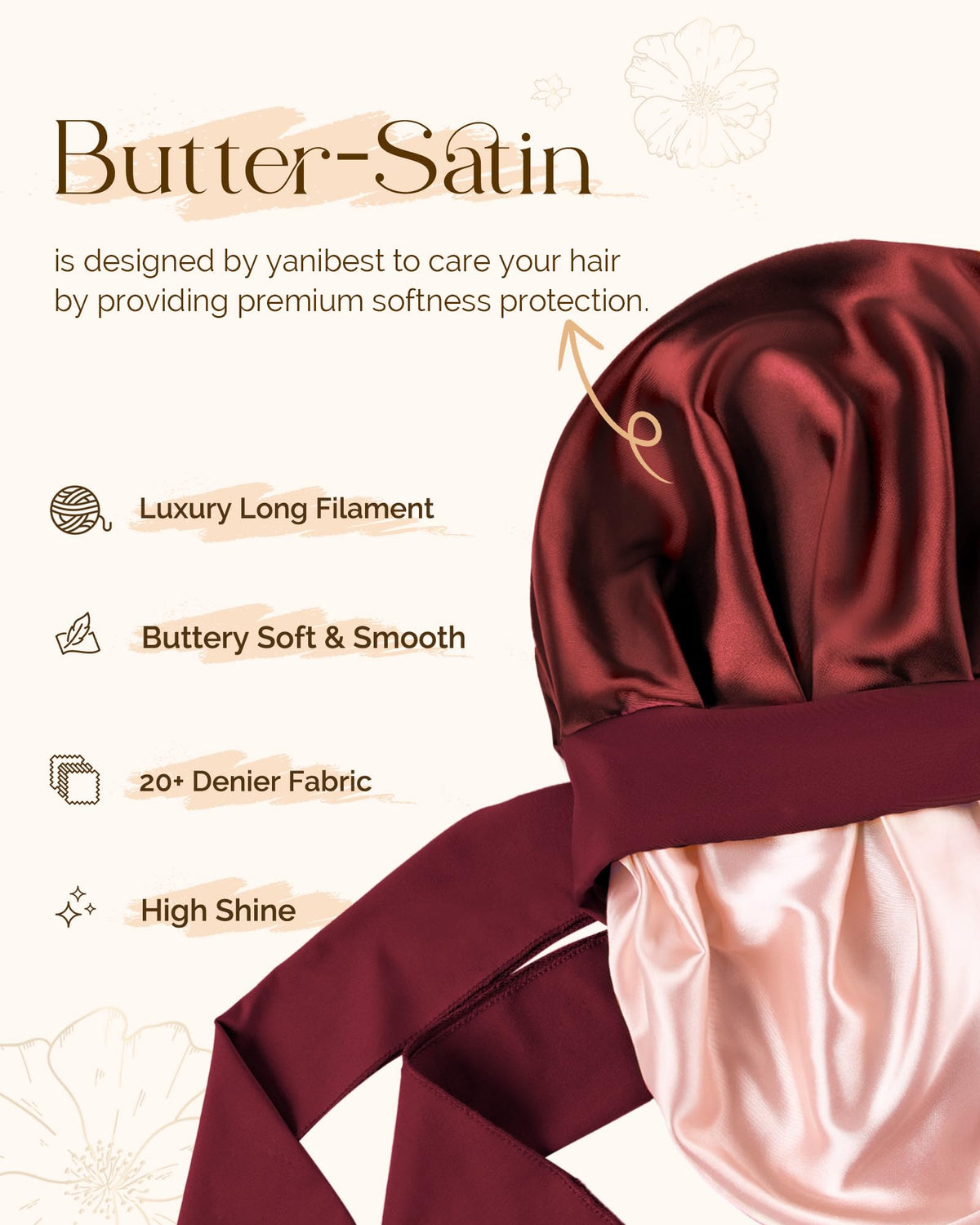 YANIBEST close-up of satin texture showing smooth fabric and lightweight feel