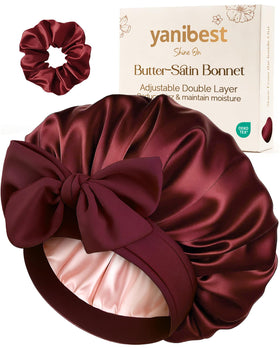YANIBEST front view of burgundy bonnet showing full coverage and neat finish