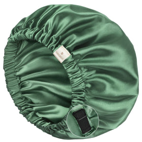 YANIBEST bonnet front view showing smooth satin and secure fit benefit sleep protection