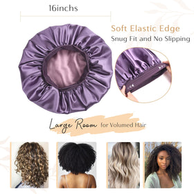 YANIBEST bonnet worn by woman with curly hair protecting curls benefit
