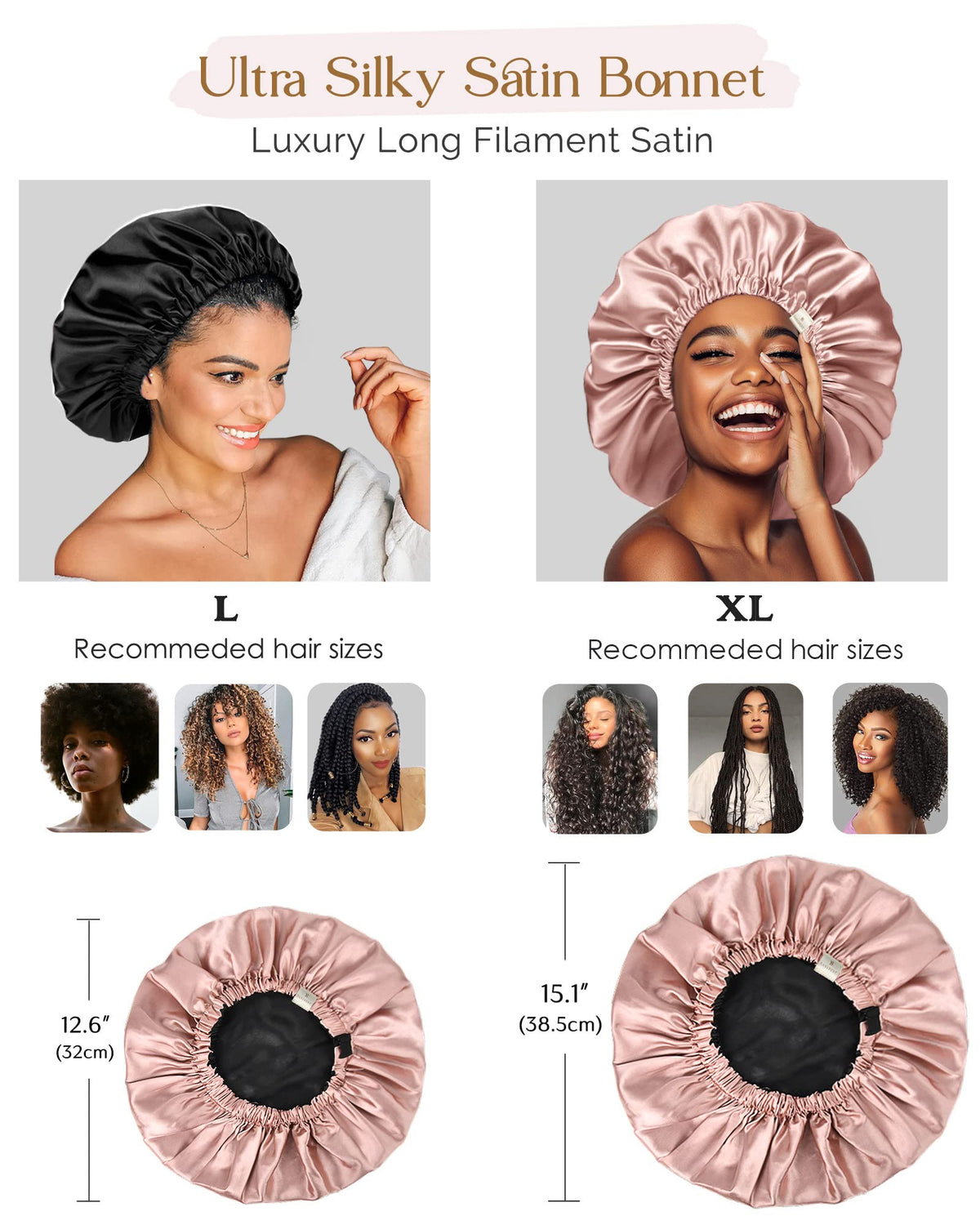 YANIBEST bonnet worn by model with curly hair preserving curls overnight