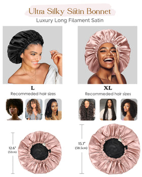 YANIBEST bonnet worn by model with curly hair preserving curls overnight