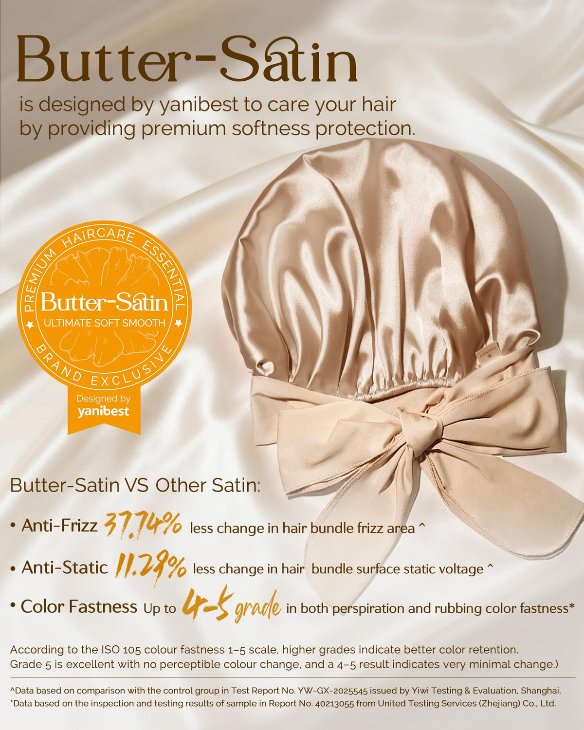 YANIBEST double-layer satin interior detail for reduced friction and hair protection