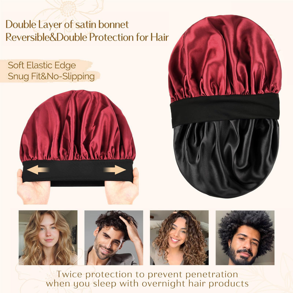 YANIBEST elastic band detail showing wide soft band benefit: comfortable secure hold