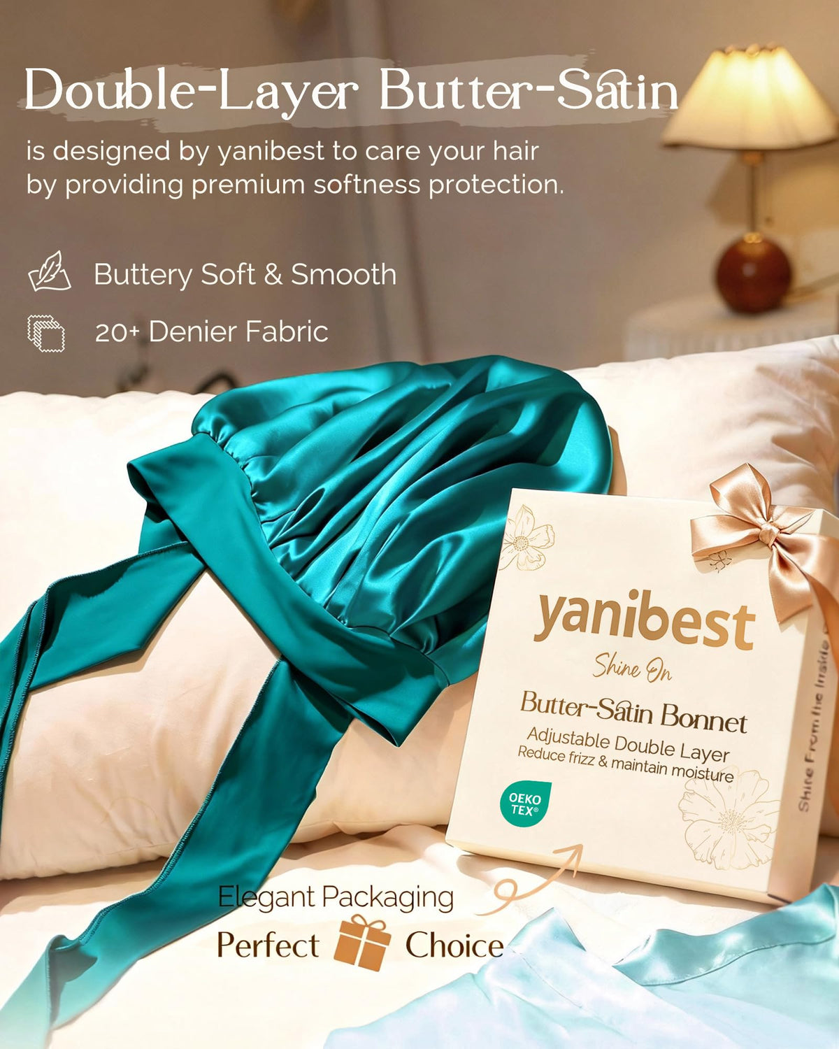 YANIBEST satin fabric close-up highlighting smooth texture and friction reduction