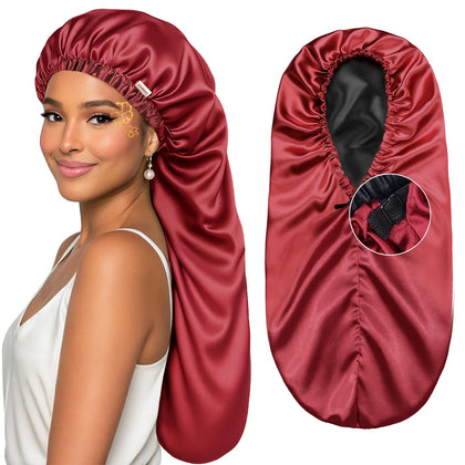 YANIBEST front view bonnet showing smooth satin and elegant shape, protects hair overnight