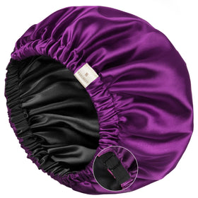 YANIBEST front view bright purple bonnet showing fit and style benefit: secure night protection