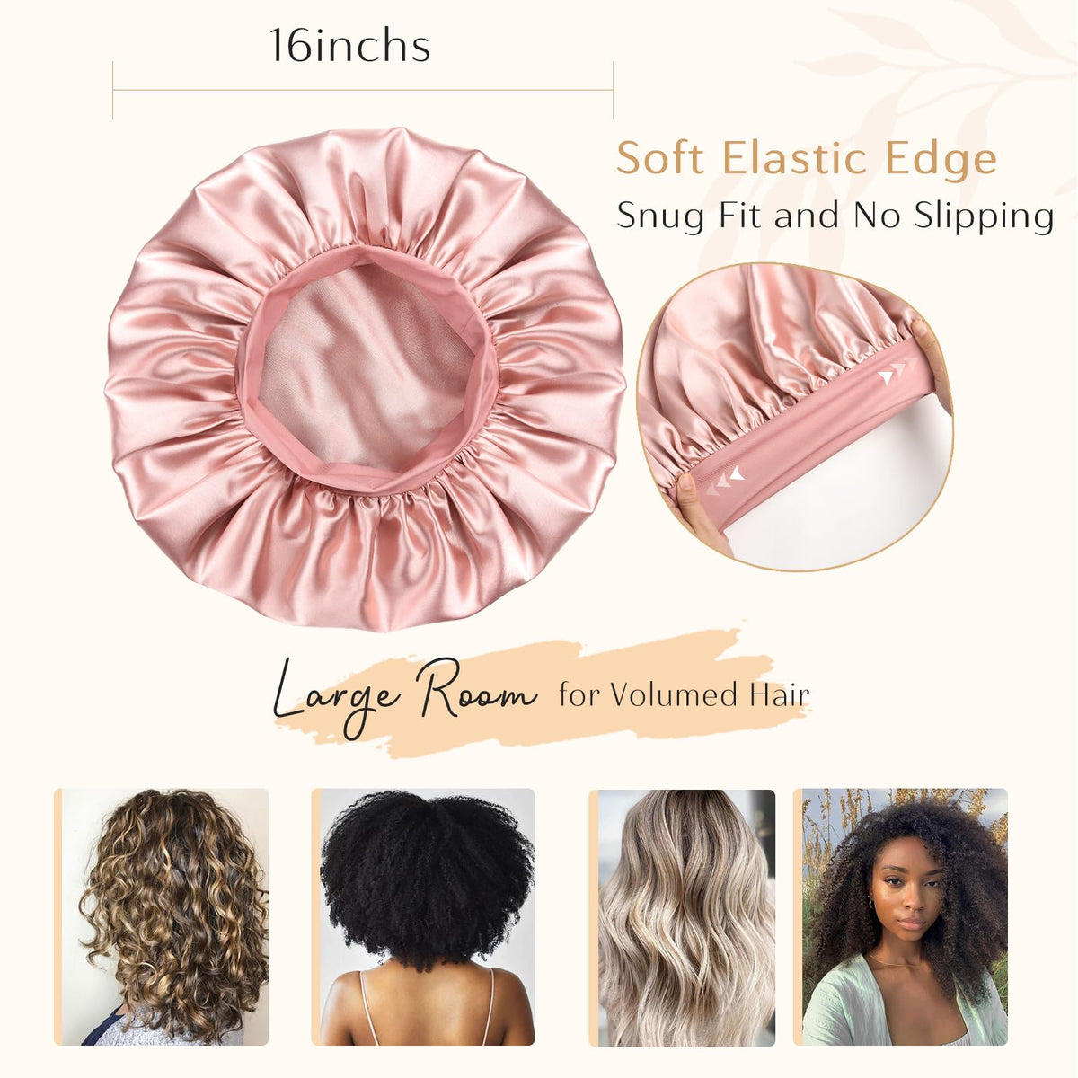 YANIBEST bonnet in use on curly hair protecting curls overnight
