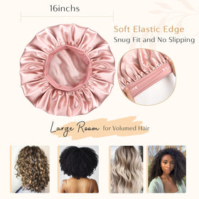 YANIBEST bonnet in use on curly hair protecting curls overnight