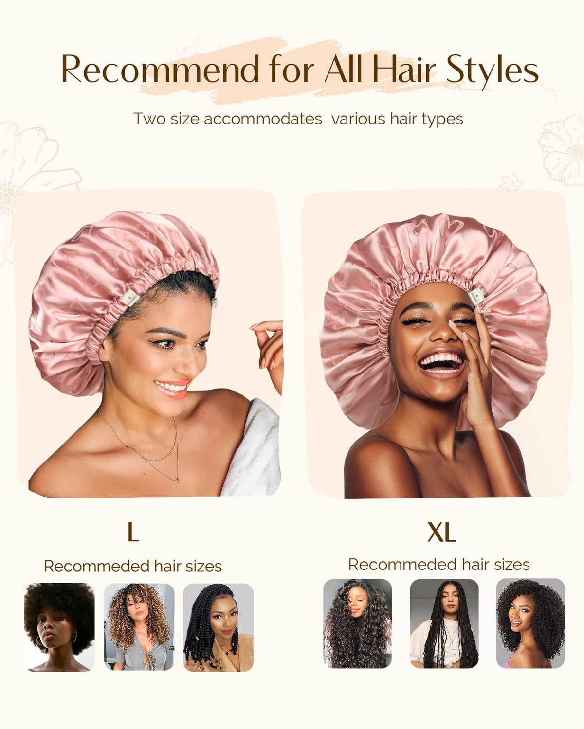 YANIBEST bonnet in use while sleeping to protect curls and maintain style