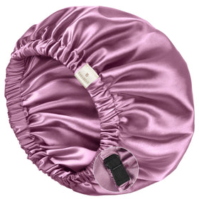 YANIBEST lavender bonnet front view showing roomy fit and sleek finish for hair protection