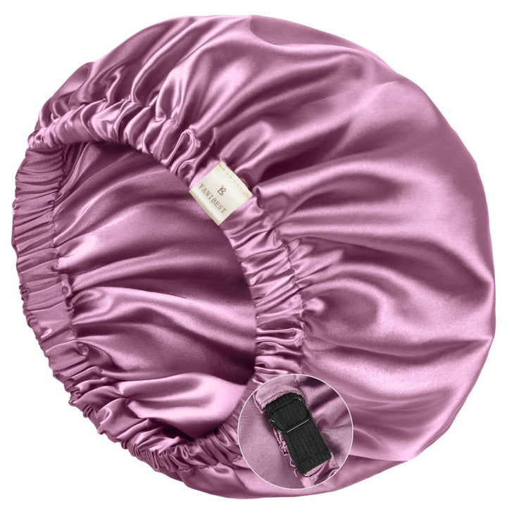 YANIBEST lavender bonnet front view showing roomy fit and sleek finish for hair protection