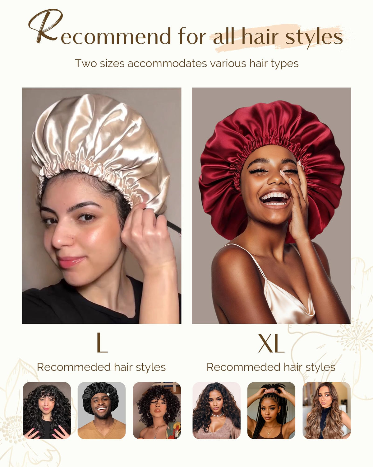 YANIBEST worn by model with curls demonstrating overnight protection