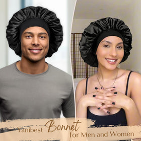 YANIBEST bonnet held in hand to show roomy interior accommodating braids benefit