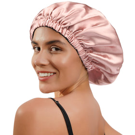 YANIBEST bonnet next to hand showing roomy size for thick hair