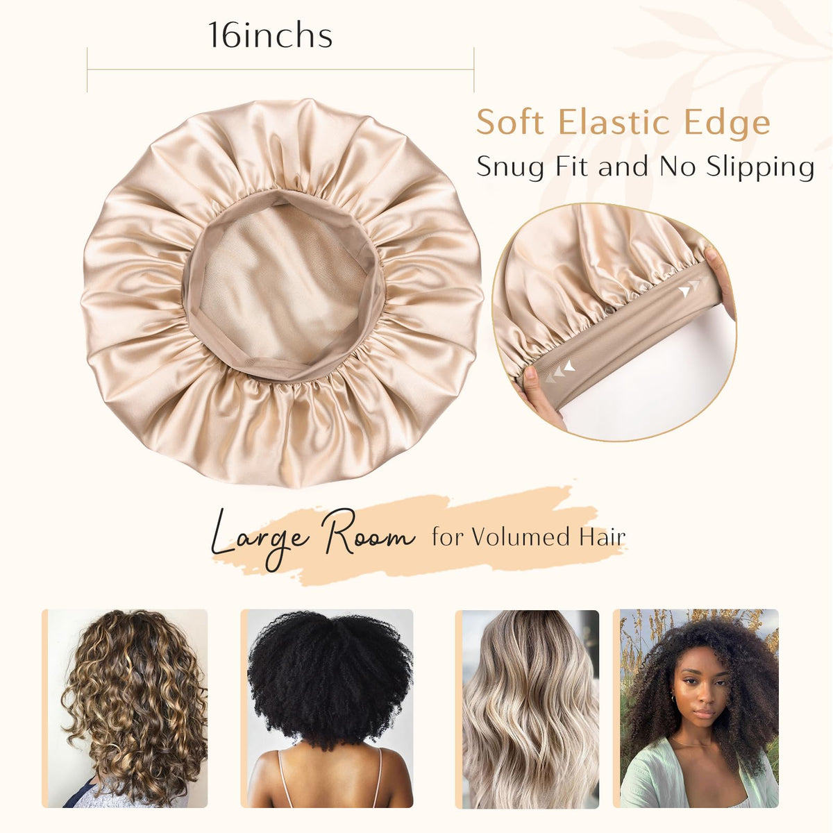 YANIBEST woman sleeping wearing bonnet preserving curls and reducing frizz