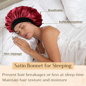 YANIBEST bonnet worn by model sleeping demonstrating coverage benefit: preserves hairstyle