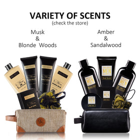 YARD HOUSE loofah beside shampoo and wash displaying cleansing routine convenience
