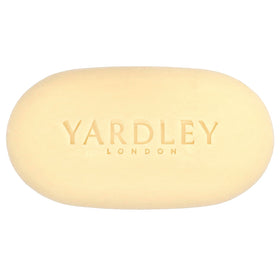 Yardley soap in a bathroom scene on soap dish illustrating moisturizing use and calm, fresh atmosphere