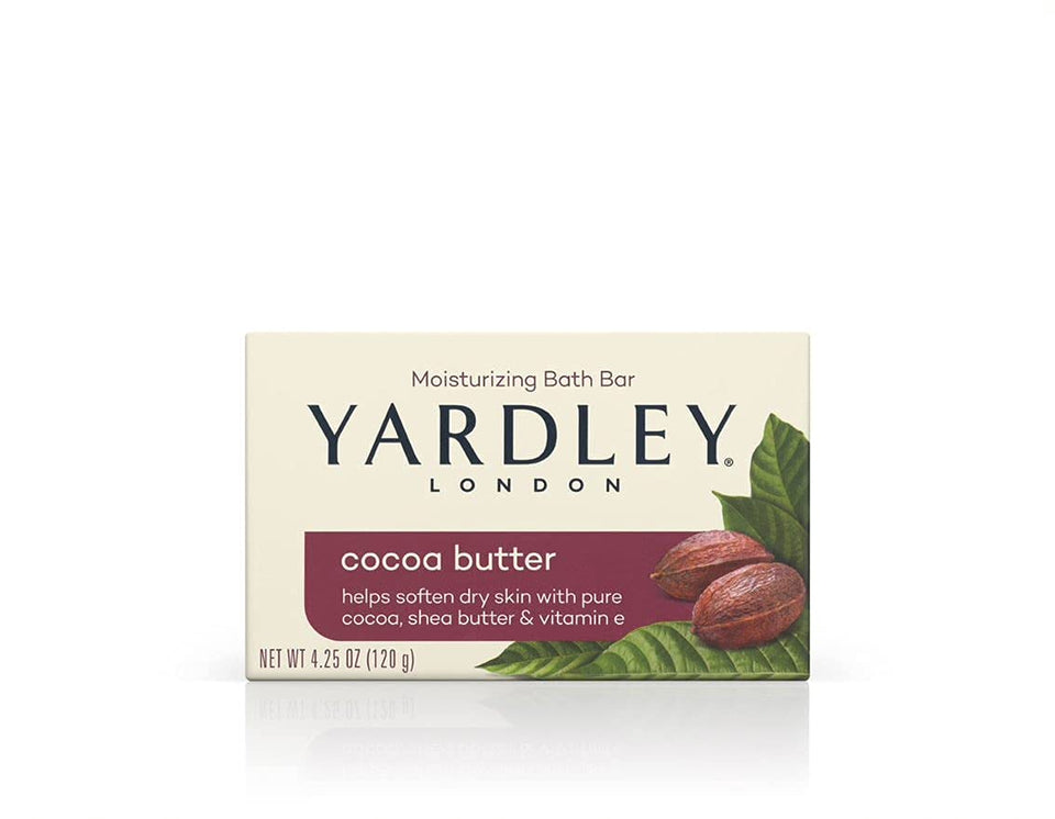 Yardley front packaging showing cocoa butter bars and clear branding for gift-ready appeal