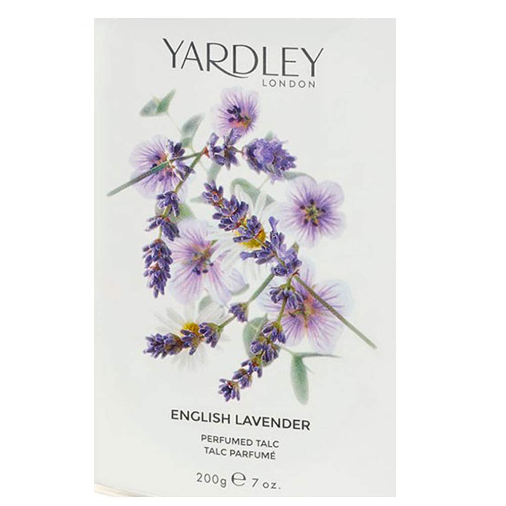 Yardley powder close-up showing fine texture for silky, soft skin benefit