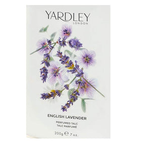 Yardley powder close-up showing fine texture for silky, soft skin benefit