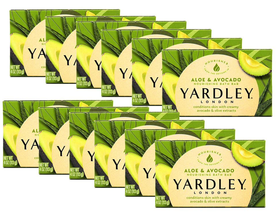Yardley front packaging showing aloe and avocado, clear ingredient callout and benefit