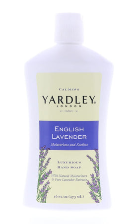 Yardley bottle front packaging showing lavender scent and calming benefit