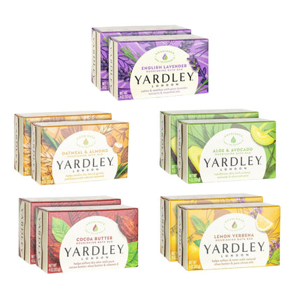 Yardley London front packaging bundle showing ten soap bars for variety