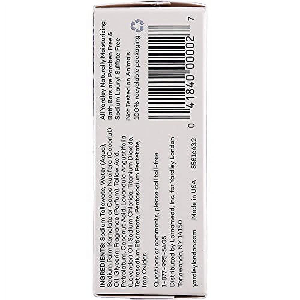 yardley London ingredient label close-up showing lavender extract and essential oils