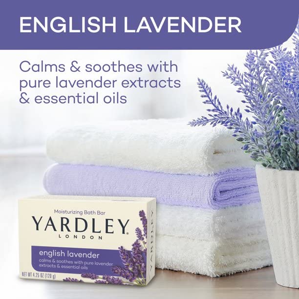yardley London single bar close-up highlighting smooth texture and lavender scent