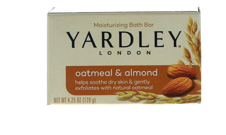 Yardley bar front packaging showing brand and nourishing almond scent