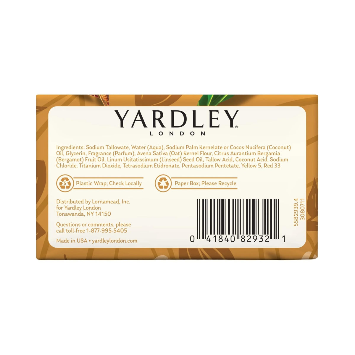 Yardley ingredient label close-up showing paraben-free formula for safe-choice benefit