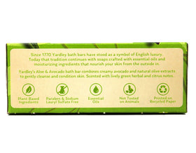 Yardley single bar close-up displaying texture and smooth finish for gentle moisturize