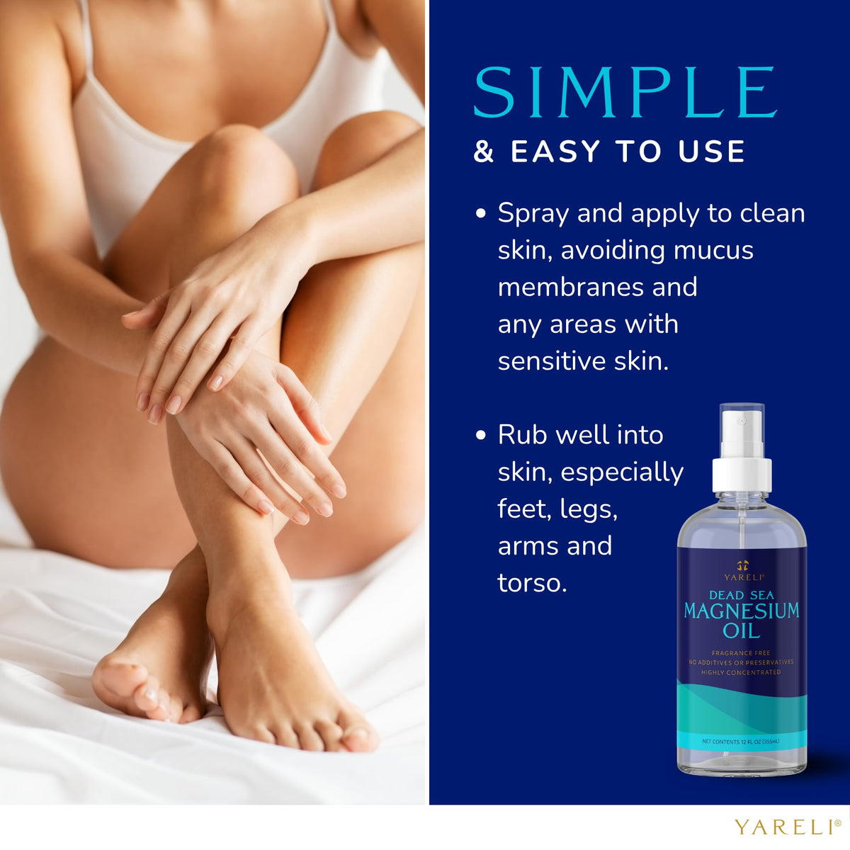YARELI bottle on bathroom counter suggesting nighttime routine use