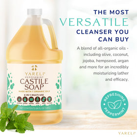 YARELI bottle next to household items shows scale and long-lasting value