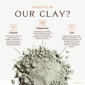 YARELI clay texture close-up highlighting fine powder and mineral feel