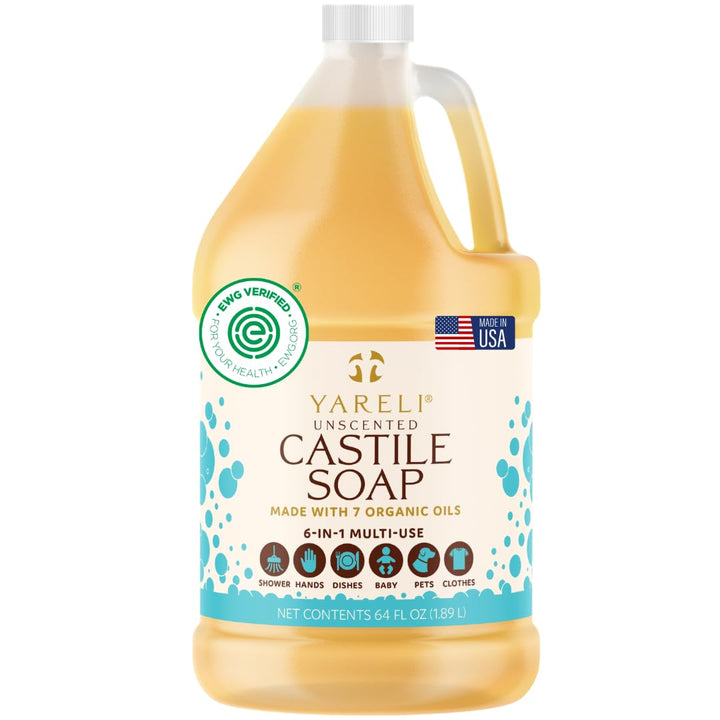 YARELI front packaging 64oz jug showing size and label benefits