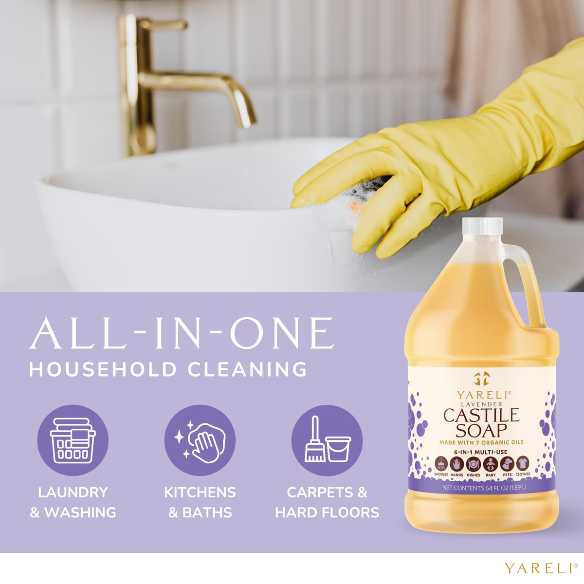 YARELI used as kitchen cleaner spray showing grease-cutting and safe surface cleaning