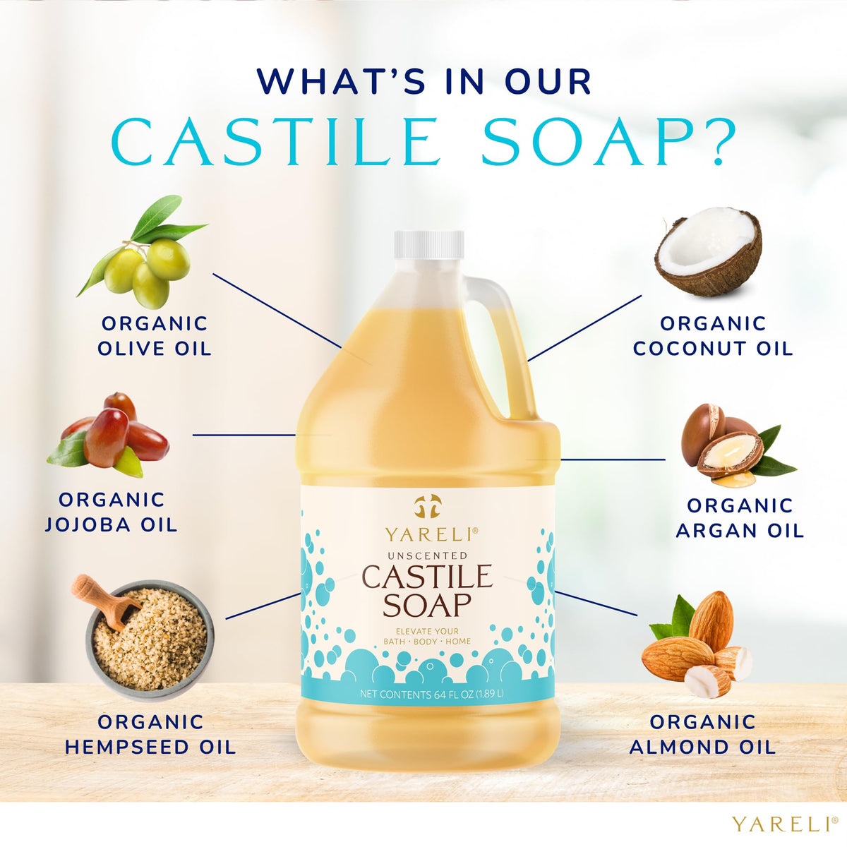 YARELI pouring soap close-up texture highlighting concentrated formula