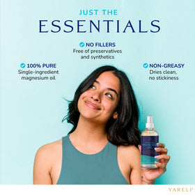 YARELI bottle in hand showing 12oz scale and convenient size
